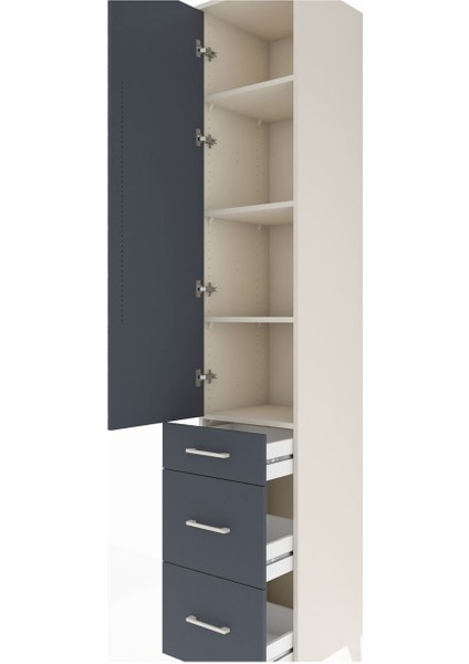 Hyperion Dolap 4 Raflı 3 Çekmeceli Tek Kapaklı 44X44X243 Aytaşı-Antrasit indirimleri