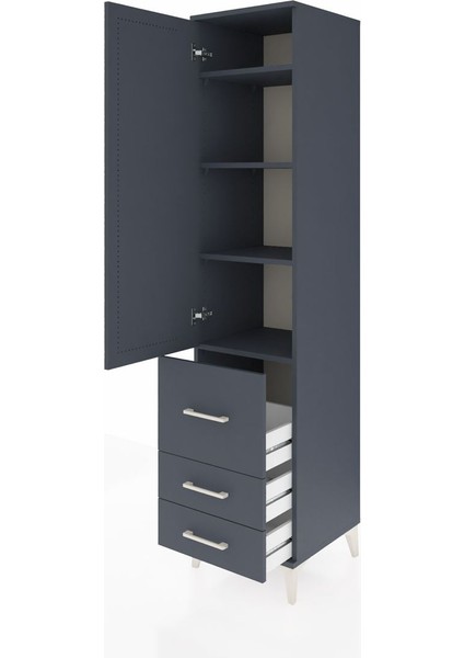 Hyperion Dolap 4 Raflı 3 Çekmeceli Tek Kapaklı 44X44X195 Antrasit-Antrasit fırsatları