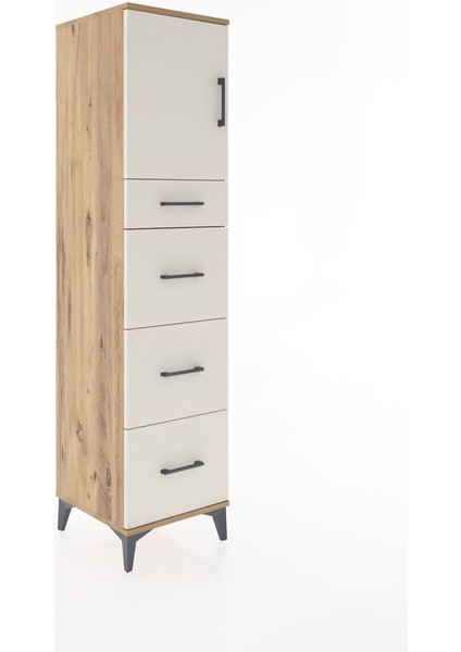 Hyperion Dolap Tek Raflı 4 Çekmeceli Tek Kapaklı 44X44X182 Çam-Aytaşı fiyatları