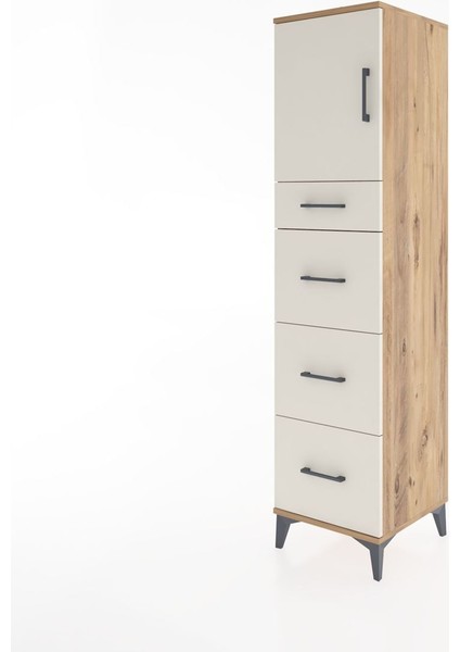 Hyperion Dolap Tek Raflı 4 Çekmeceli Tek Kapaklı 44X44X182 Çam-Aytaşı modelleri