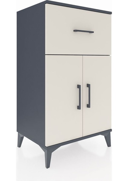 Hyperion Komodin Tek Raflı Tek Çekmeceli 2 Kapaklı 60X44X106 Antrasit-Aytaşı fiyatları