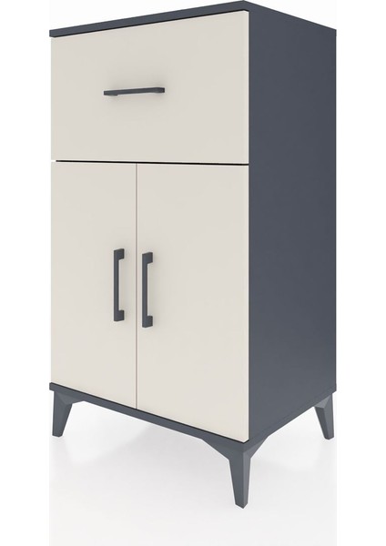 Hyperion Komodin Tek Raflı Tek Çekmeceli 2 Kapaklı 60X44X106 Antrasit-Aytaşı modelleri