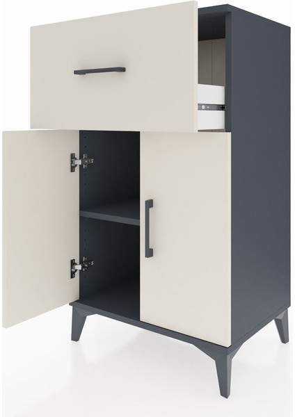 Hyperion Komodin Tek Raflı Tek Çekmeceli 2 Kapaklı 60X44X106 Antrasit-Aytaşı fırsatları