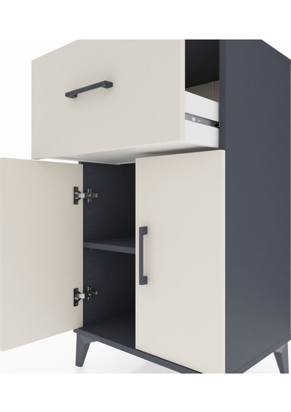 Hyperion Komodin Tek Raflı Tek Çekmeceli 2 Kapaklı 60X44X106 Antrasit-Aytaşı indirimleri