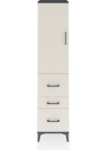 Hyperion Dolap 3 Raflı 3 Çekmeceli Tek Kapaklı 44X44X195 Antrasit-Aytaşı