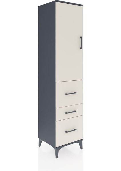 Hyperion Dolap 3 Raflı 3 Çekmeceli Tek Kapaklı 44X44X195 Antrasit-Aytaşı fiyatları