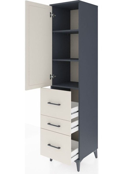Hyperion Dolap 3 Raflı 3 Çekmeceli Tek Kapaklı 44X44X195 Antrasit-Aytaşı fırsatları