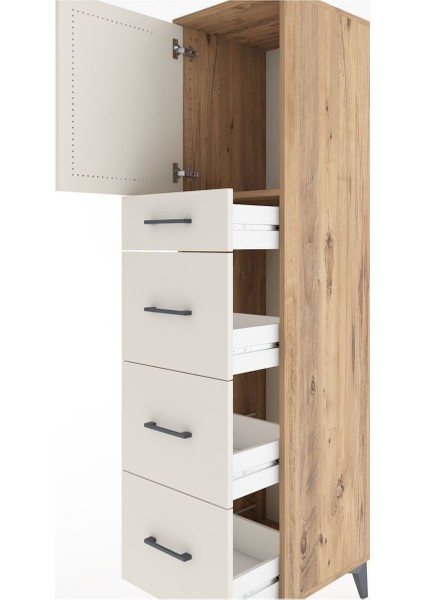 Hyperion Dolap Tek Raflı 4 Çekmeceli Tek Kapaklı 44X44X182 Çam-Aytaşı indirimleri