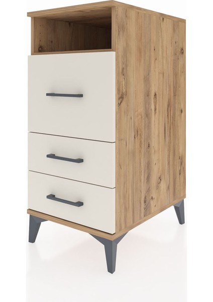 Kronos Komodin Tek Raflı 3 Çekmeceli 44X59X96 Çam-Aytaşı modelleri