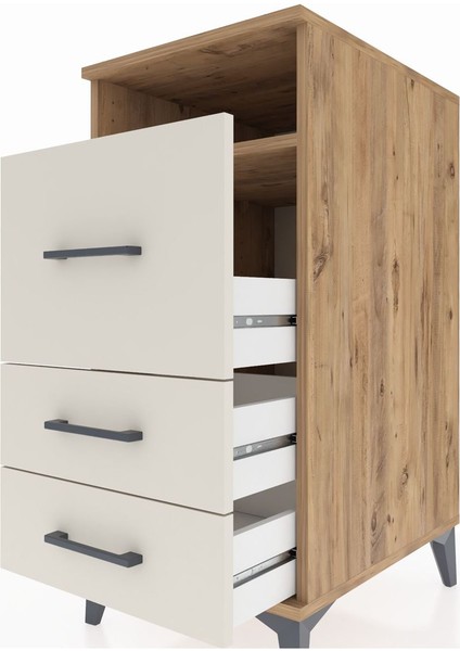 Kronos Komodin Tek Raflı 3 Çekmeceli 44X59X96 Çam-Aytaşı indirimleri