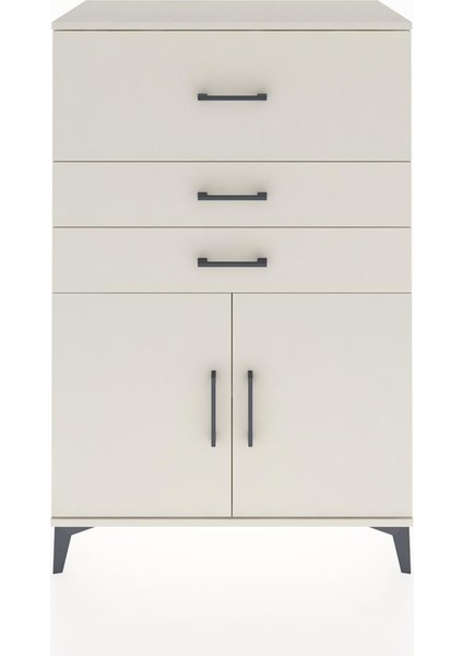 Hyperion Dolap Tek Raflı 3 Çekmeceli 2 Kapaklı 88X44X134 Aytaşı-Aytaşı
