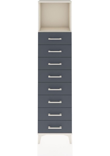 Arges Dolap Tek Raflı 8 Çekmeceli 44X30X182 Aytaşı-Antrasit