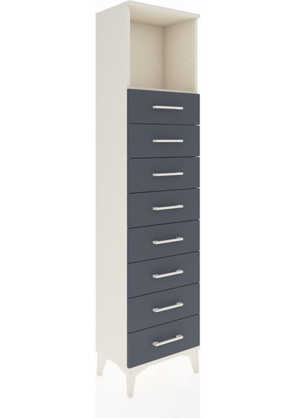Arges Dolap Tek Raflı 8 Çekmeceli 44X30X182 Aytaşı-Antrasit fiyatları