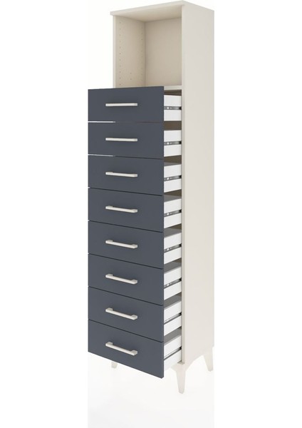 Arges Dolap Tek Raflı 8 Çekmeceli 44X30X182 Aytaşı-Antrasit fırsatları