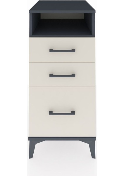 Kronos Komodin Tek Raflı 3 Çekmeceli 44X59X96 Antrasit-Aytaşı