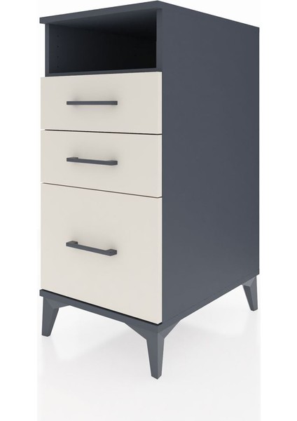 Kronos Komodin Tek Raflı 3 Çekmeceli 44X59X96 Antrasit-Aytaşı modelleri