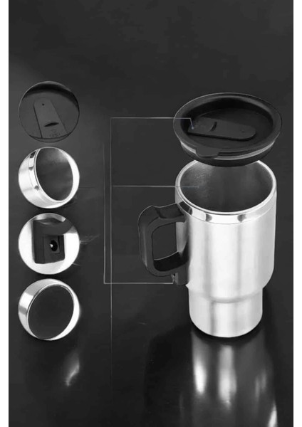 Araç Içi Çelik Su Isıtıcı Termos Bardak Çakmak Girişli Kupa Görünümlü