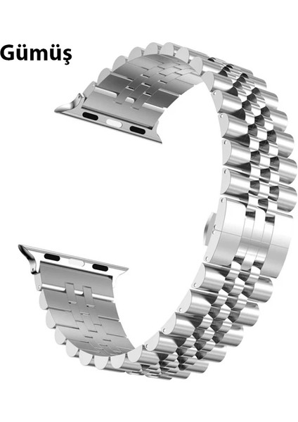 Ally Apple Watch 7-8 41MM 6-5-4 40MM Kayış Kordon Paslanmaz Çelik 3-2-1 38MM-(1903)