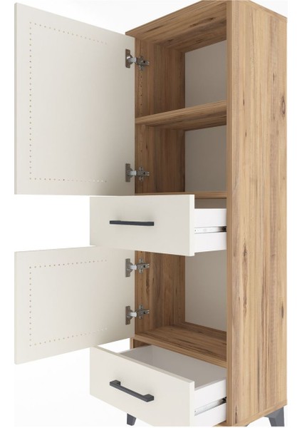 Arges Dolap 3 Raflı 2 Çekmeceli 2 Kapaklı 44X30X134 Çam-Aytaşı indirimleri