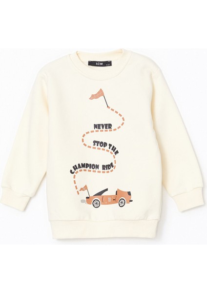 Yeni Sezon Bisiklet Yaka Baskılı Erkek Bebek Sweatshirt