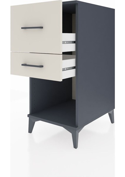 Kronos Komodin 2 Çekmeceli 44X59X96 Antrasit-Aytaşı fırsatları