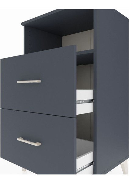 Hyperion Komodin Tek Raflı 2 Çekmeceli 60X44X106 Antrasit-Antrasit indirimleri