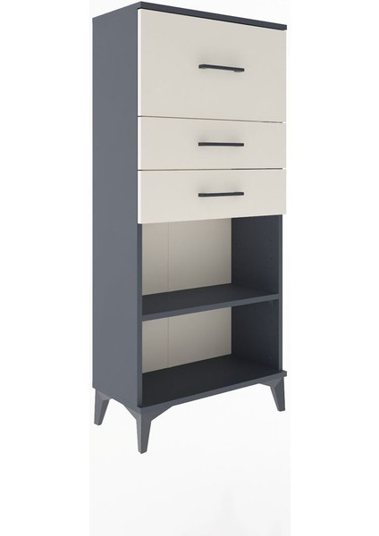 Arges Dolap Tek Raflı 3 Çekmeceli 60X30X134 Antrasit-Aytaşı fiyatları