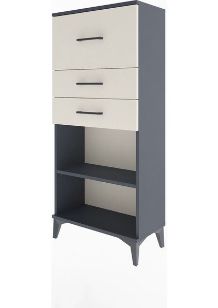 Arges Dolap Tek Raflı 3 Çekmeceli 60X30X134 Antrasit-Aytaşı modelleri