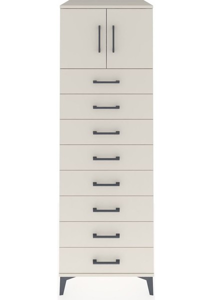 Kronos Dolap Tek Raflı 8 Çekmeceli 2 Kapaklı 60X59X182 Aytaşı-Aytaşı