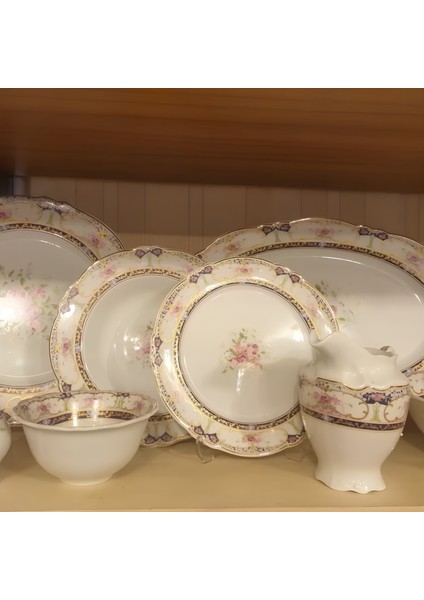 Çiçek Desenli Porselen Yemek Takımı 56 Parça 12 Kişilik
