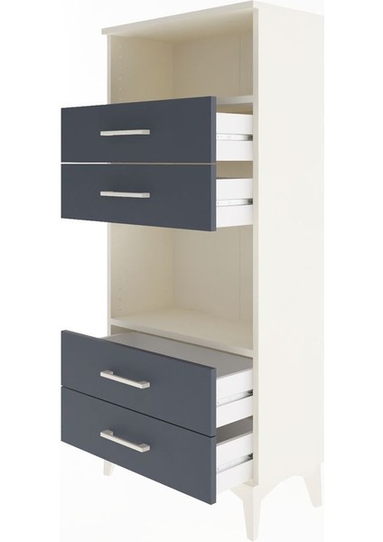 Arges Dolap 2 Raflı 4 Çekmeceli 60X30X134 Aytaşı-Antrasit fırsatları