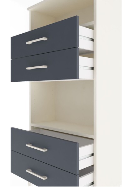 Arges Dolap 2 Raflı 4 Çekmeceli 60X30X134 Aytaşı-Antrasit indirimleri