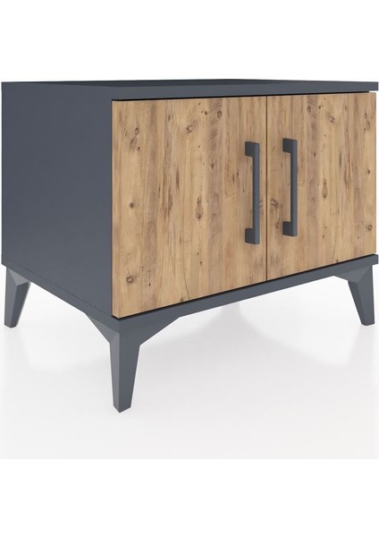 Hyperion Komodin Tek Raflı 2 Kapaklı 60X44X48 Antrasit-Çam fiyatları