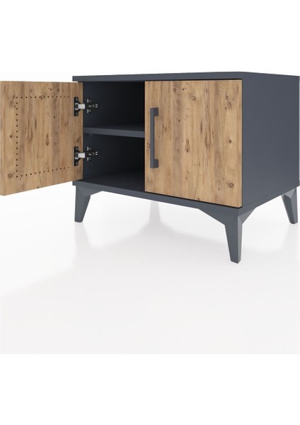 Hyperion Komodin Tek Raflı 2 Kapaklı 60X44X48 Antrasit-Çam fırsatları