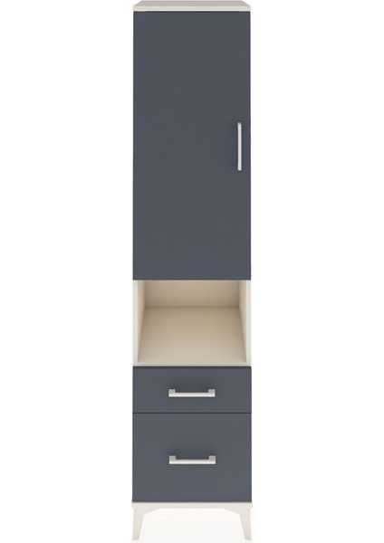 Hyperion Dolap 4 Raflı 2 Çekmeceli Tek Kapaklı 44X44X195 Aytaşı-Antrasit