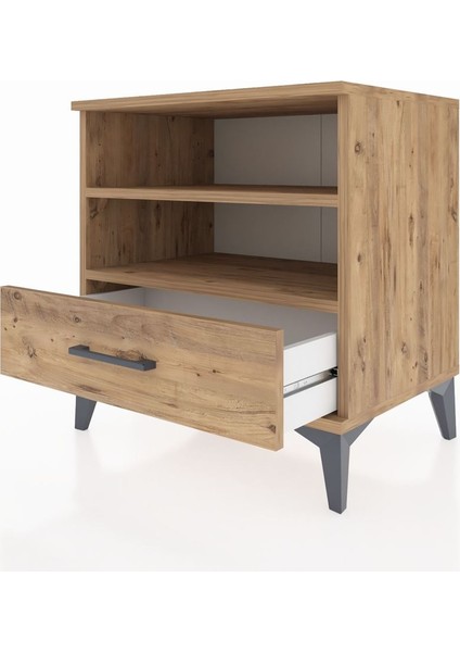 Hyperion Komodin 2 Raflı Tek Çekmeceli 60X44X64 Çam-Çam fırsatları