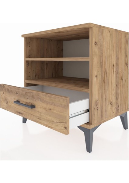 Hyperion Komodin 2 Raflı Tek Çekmeceli 60X44X64 Çam-Çam indirimleri