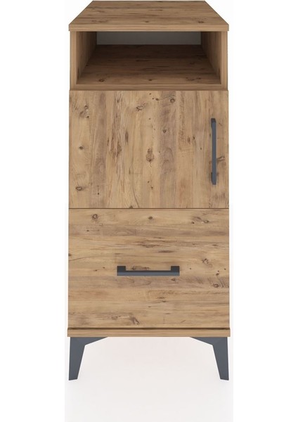Kronos Komodin 2 Raflı Tek Çekmeceli Tek Kapaklı 44X59X96 Çam-Çam