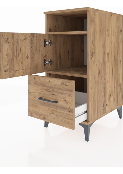 Kronos Komodin 2 Raflı Tek Çekmeceli Tek Kapaklı 44X59X96 Çam-Çam fırsatları