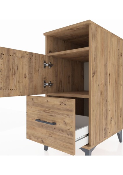 Kronos Komodin 2 Raflı Tek Çekmeceli Tek Kapaklı 44X59X96 Çam-Çam indirimleri