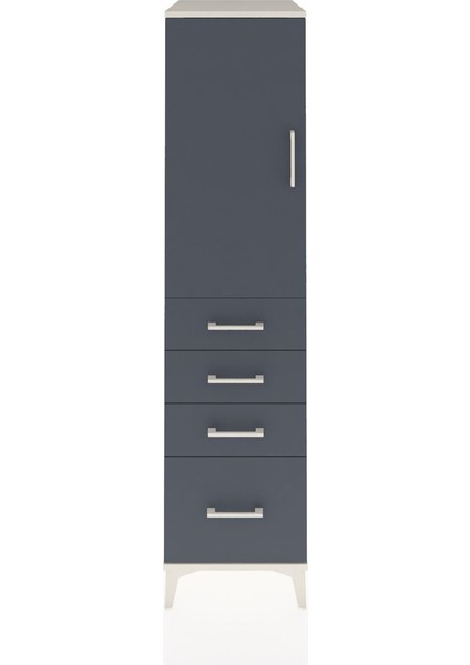 Kronos Dolap 2 Raflı 4 Çekmeceli Tek Kapaklı 44X59X182 Aytaşı-Antrasit