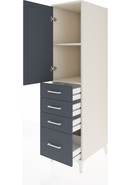 Kronos Dolap 2 Raflı 4 Çekmeceli Tek Kapaklı 44X59X182 Aytaşı-Antrasit fırsatları