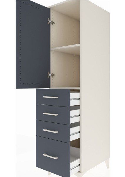 Kronos Dolap 2 Raflı 4 Çekmeceli Tek Kapaklı 44X59X182 Aytaşı-Antrasit indirimleri