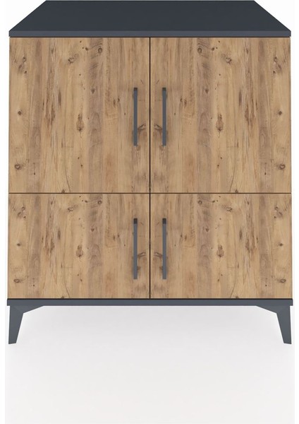 Kronos Şifonyer 3 Raflı 4 Kapaklı 88X59X96 Antrasit-Çam