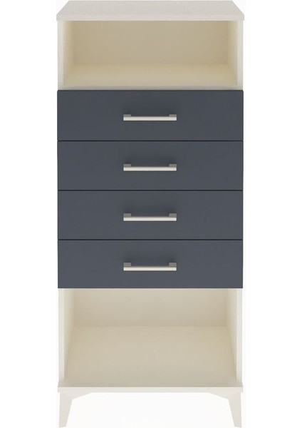 Arges Dolap Tek Raflı 4 Çekmeceli 60X30X134 Aytaşı-Antrasit
