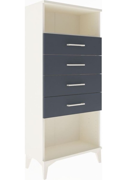 Arges Dolap Tek Raflı 4 Çekmeceli 60X30X134 Aytaşı-Antrasit fiyatları