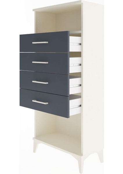 Arges Dolap Tek Raflı 4 Çekmeceli 60X30X134 Aytaşı-Antrasit fırsatları