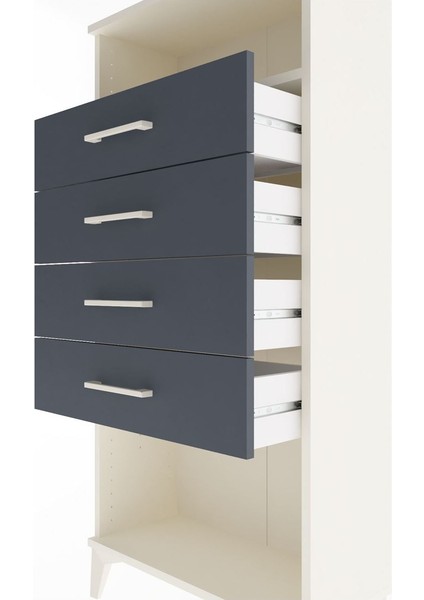 Arges Dolap Tek Raflı 4 Çekmeceli 60X30X134 Aytaşı-Antrasit indirimleri