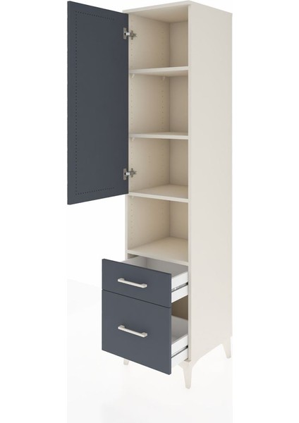 Hyperion Dolap 4 Raflı 2 Çekmeceli Tek Kapaklı 44X44X195 Aytaşı-Antrasit fırsatları