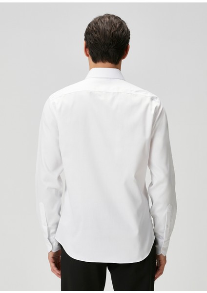 Slim Fit Beyaz Armürlü Non-Iron Gömlek indirimleri